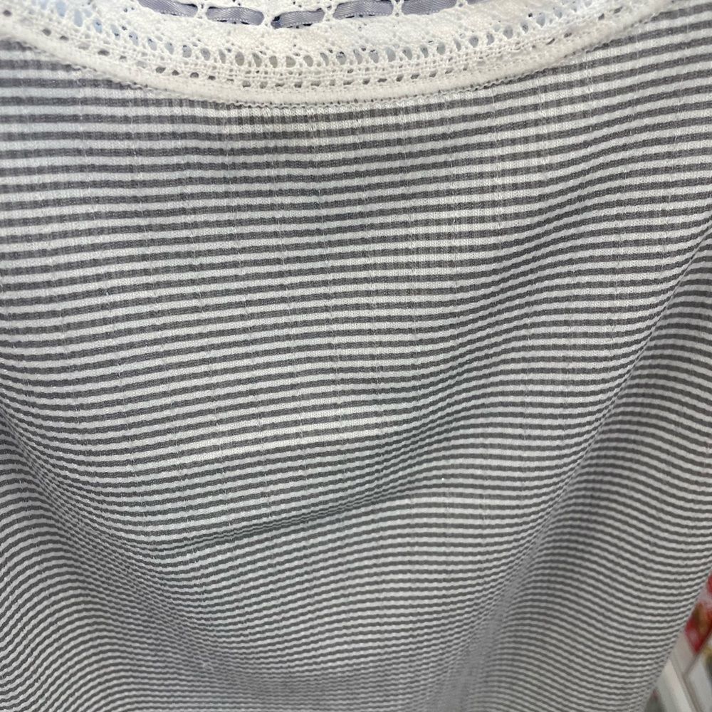 Free People Only You Pointelle Tank Top in Ivory and Grey NWOT - Picture 2 of 3